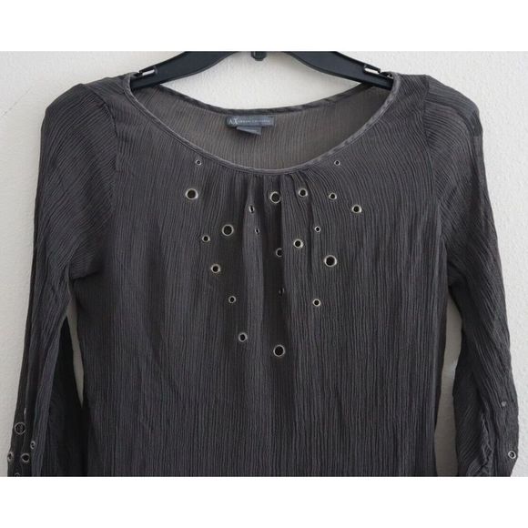 Armani Exchange Women's Sz L Gray Boho Style Lightweight Tunic Top - Picture 3 of 7